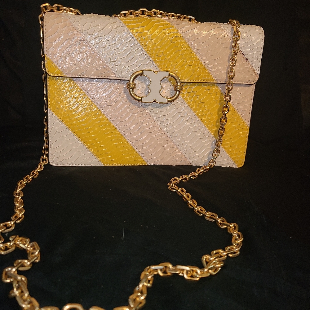 Tory Burch Gemini Link Snake Skin Purse